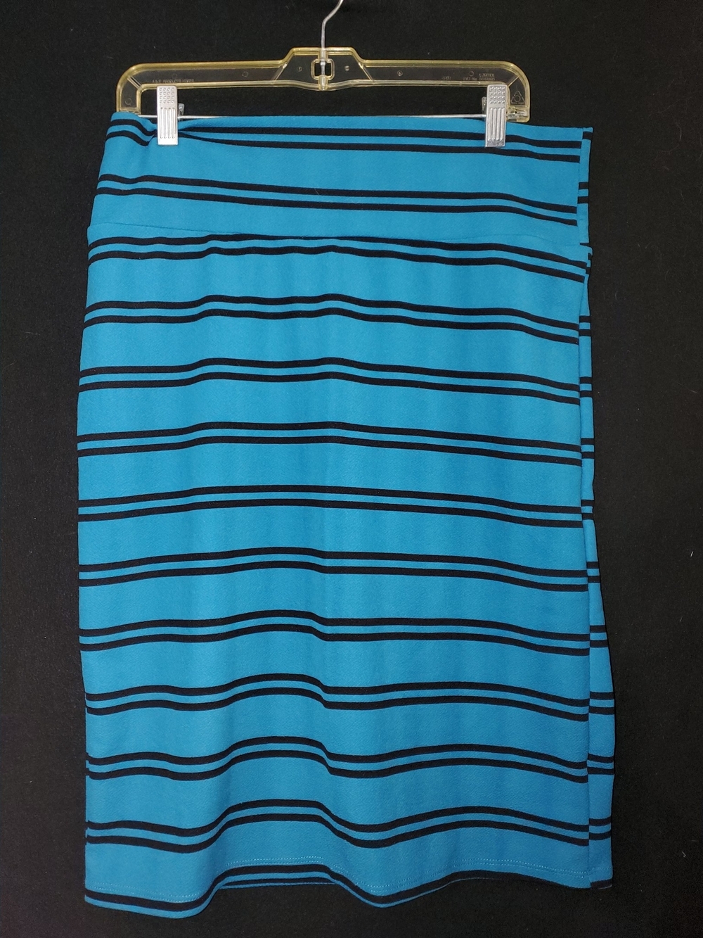 LuLaRoe Blue and Black Striped Cassie Skirt